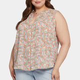 Sleeveless Pintuck Blouse In Plus Size - Cielo Vista