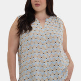 Sleeveless Pintuck Blouse In Plus Size - Cabo Punta