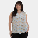Sleeveless Pintuck Blouse In Plus Size - Cabo Punta