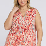Sleeveless Pintuck Blouse In Plus Size - Mojave Mirage