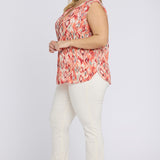 Sleeveless Pintuck Blouse In Plus Size - Mojave Mirage