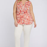 Sleeveless Pintuck Blouse In Plus Size - Mojave Mirage