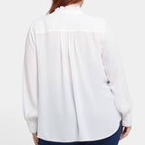 Ruffle Neck Blouse In Plus Size - Optic White