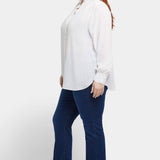 Ruffle Neck Blouse In Plus Size - Optic White