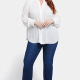 Ruffle Neck Blouse In Plus Size - Optic White