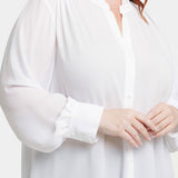Ruffle Neck Blouse In Plus Size - Optic White