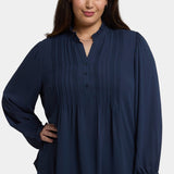 Pleated Front Tunic In Plus Size - Oxford Navy