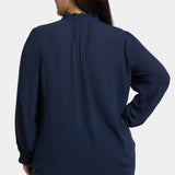 Pleated Front Tunic In Plus Size - Oxford Navy