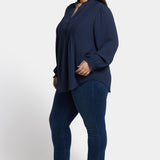 Pleated Front Tunic In Plus Size - Oxford Navy