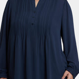 Pleated Front Tunic In Plus Size - Oxford Navy