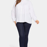 Pleated Peasant Blouse In Plus Size - Optic White
