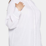 Pleated Peasant Blouse In Plus Size - Optic White