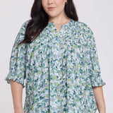 Pleated Short Sleeved Blouse In Plus Size - Bloomington