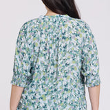 Pleated Short Sleeved Blouse In Plus Size - Bloomington