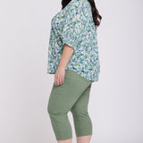 Pleated Short Sleeved Blouse In Plus Size - Bloomington