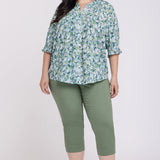 Pleated Short Sleeved Blouse In Plus Size - Bloomington
