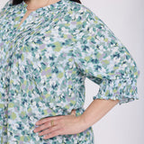 Pleated Short Sleeved Blouse In Plus Size - Bloomington