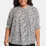 Pleated Peasant Blouse In Plus Size - Gato