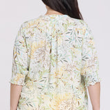 Pleated Short Sleeved Blouse In Plus Size - Chateau Jardin