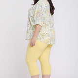 Pleated Short Sleeved Blouse In Plus Size - Chateau Jardin