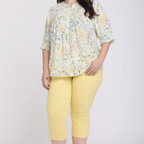 Pleated Short Sleeved Blouse In Plus Size - Chateau Jardin