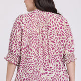 Pleated Short Sleeved Blouse In Plus Size - Sandcastles
