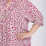 Pleated Short Sleeved Blouse In Plus Size - Sandcastles
