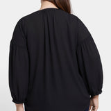 Paulina Peasant Blouse In Plus Size - Black