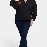 Paulina Peasant Blouse In Plus Size - Black