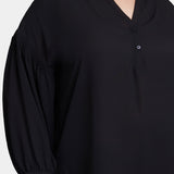 Paulina Peasant Blouse In Plus Size - Black