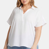 Becky Short Sleeved Blouse In Plus Size - Optic White