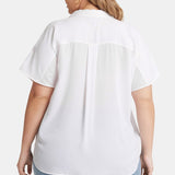 Becky Short Sleeved Blouse In Plus Size - Optic White
