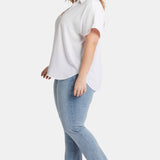 Becky Short Sleeved Blouse In Plus Size - Optic White