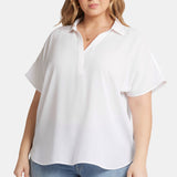 Becky Short Sleeved Blouse In Plus Size - Optic White