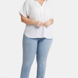 Becky Short Sleeved Blouse In Plus Size - Optic White