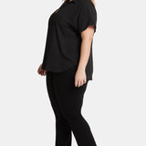 Becky Short Sleeved Blouse In Plus Size - Black