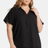Becky Short Sleeved Blouse In Plus Size - Black