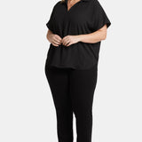 Becky Short Sleeved Blouse In Plus Size - Black