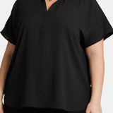 Becky Short Sleeved Blouse In Plus Size - Black