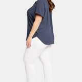 Becky Short Sleeved Blouse In Plus Size - Oxford Navy