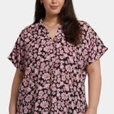 Becky Short Sleeved Blouse In Plus Size - Lilla Garden