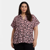 Becky Short Sleeved Blouse In Plus Size - Lilla Garden