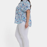 Becky Short Sleeved Blouse In Plus Size - Jimena Garden