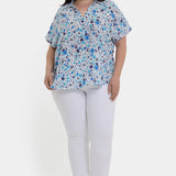 Becky Short Sleeved Blouse In Plus Size - Jimena Garden