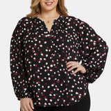 Puff Sleeve Popover Top In Plus Size - Watkins Dot