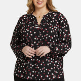 Puff Sleeve Popover Top In Plus Size - Watkins Dot