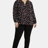 Puff Sleeve Popover Top In Plus Size - Watkins Dot