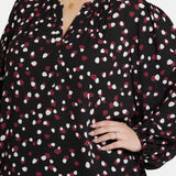 Puff Sleeve Popover Top In Plus Size - Watkins Dot