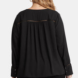 Liliana Peasant Blouse In Plus Size - Black