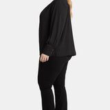 Liliana Peasant Blouse In Plus Size - Black